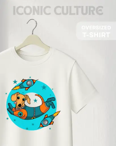 DOG ASTRONAUT FLOATING IN SPACE | PREMIUM OVERSIZED T-shirt